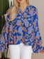 Floral Print Batwing Sleeve Buttoned Loose Fit Shirt