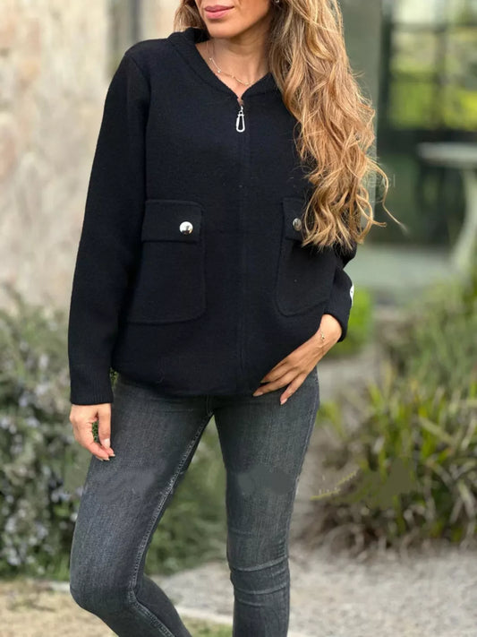 Full Size Zip-Up Long Sleeve Outerwear Plus Size