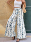Floral Print Tie Front Wide Leg Pants