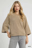 Umgee Textured Knit V-Neck Top