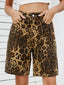 Leopard High Waist Denim Shorts
