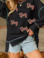 Sequin Joy Letter Graphic Contrast Seam Detail Drop Shoulder Sweatshirt