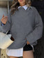 Ribbed Round Neck Dropped Shoulder Sweater