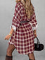 Plus Size Plaid Long Sleeve Mini Shirt Dress