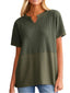 Texture Notched Short Neck T-Shirt