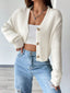 Ribbed Knit Button-Up Cropped Cardigan