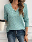 Decor Button V-Neck Long Sleeve Top