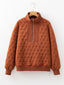 Geometric Quilted Half Zipped Loose Sweatshirt