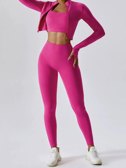 Bra Outerwear and Leggings 3-Piece Active Set