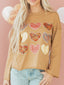 Plaid Floral Heart Stitched Exposed Seam Mineral Wash Sweatshirt