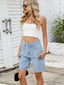 High Waist Denim Shorts with Cargo Pockets