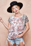 BiBi Round Neck Leopard & Snakeskin Short Sleeve T-Shirt