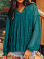 Lace Tie Neck Long Sleeve Blouse