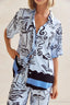 Printed Button Up Shirt and Pants Set Plus Size