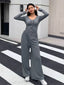 Button-Down Top & Wide Leg Pants Set