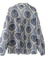 Printed Button Up Long Sleeve Dress