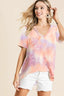 BiBi Tie Dye French Terry V Neck Top