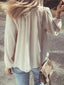 Floral Embroidered Textured Puff Sleeve Loose Shirt