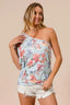 BiBi Floral Printed Jersey Knit Ruffle Sleeve Top
