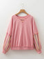 Striped Mesh Sleeve Patchwork Exposed Seam Top