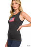 Zenana Double Scoop American Flag Embroidered Tank Top