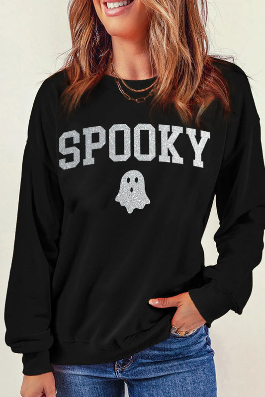 SPOOKY Round Neck Long Sleeve Sweatshirt