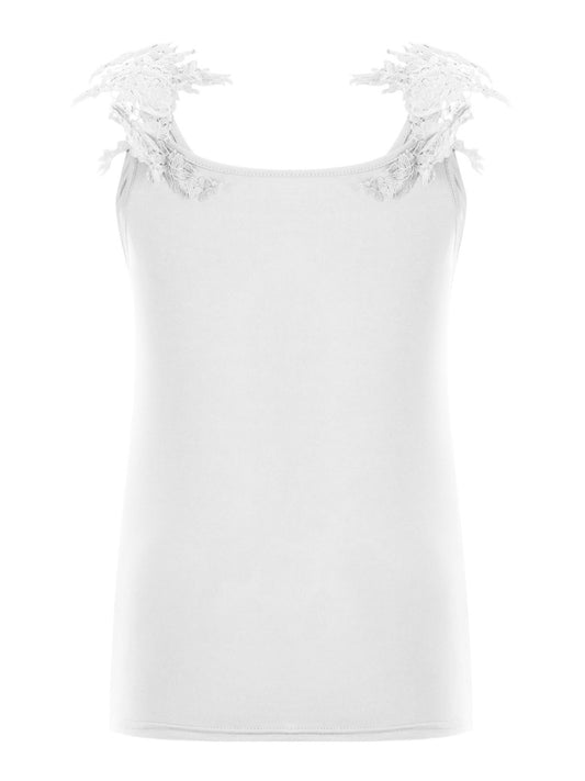 Full Size Lace Detail Scoop Neck Tank