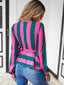 Striped Wrap Blouse with Tie Detail