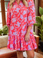 Floral Print Ruffle Hem Shirt Dress