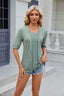 Texture Square Neck Short Sleeve Blouse
