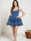 Ruffled Layered Scoop Neck Denim Dress