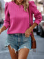 Textured Round Neck Long Sleeve Blouse