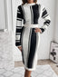 Slit Striped Mock Neck Sweater Dress
