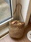 Woven Straw Bucket Shoulder Bag