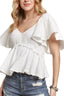 ADORA Flare Sleeves Peplum Blouse Top