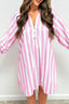 Striped Notched Mini Dress