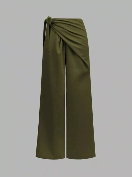 Wrap Waist Wide Leg Pants