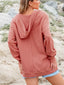 Drawstring V-Neck Waffle Knit Casual Hoodie