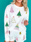 Christmas Tree Round Neck Top and Shorts Set