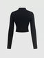 Heart Safety Pin Long Sleeve Crop T-Shirt