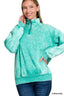 Zenana Acid Wash Fleece Quarter Zip Sweatshirt