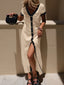 Button-Front Contrast Trim Midi Dress