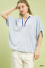 Contrast Collar V-Neck Top