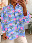 Floral Striped Button-Down Shirt