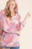 BiBi Circular Tie Dye Print Terry Hoodie with Kangaroo