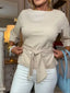 Full Size Tied 3/4 Sleeve Top Plus Size