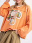 Plaid Flower Patched Round Neck T-Shirt