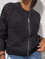 Full Size Zip Up Long Sleeve Cardigan with Eyelet Detail Plus Size