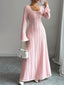 Textured Square Neck Long Sleeve Maxi Dress