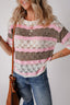 Color Block Openwork Half Sleeve Sweater